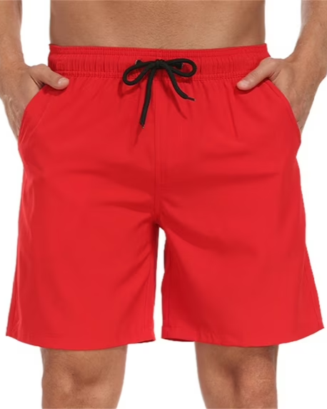 Mowujeit Mens Quick Dry Solid Swim Trunks with Mesh Liner Summer Beach Shorts Size S-4XL