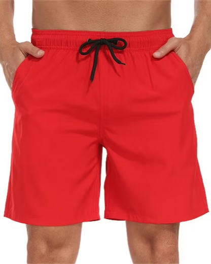 Mowujeit Mens Quick Dry Solid Swim Trunks with Mesh Liner Summer Beach Shorts Size S-4XL