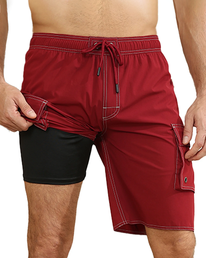 Mowujeit Men's Quick Dry Swim Shorts with Compression Liner,S-4XL