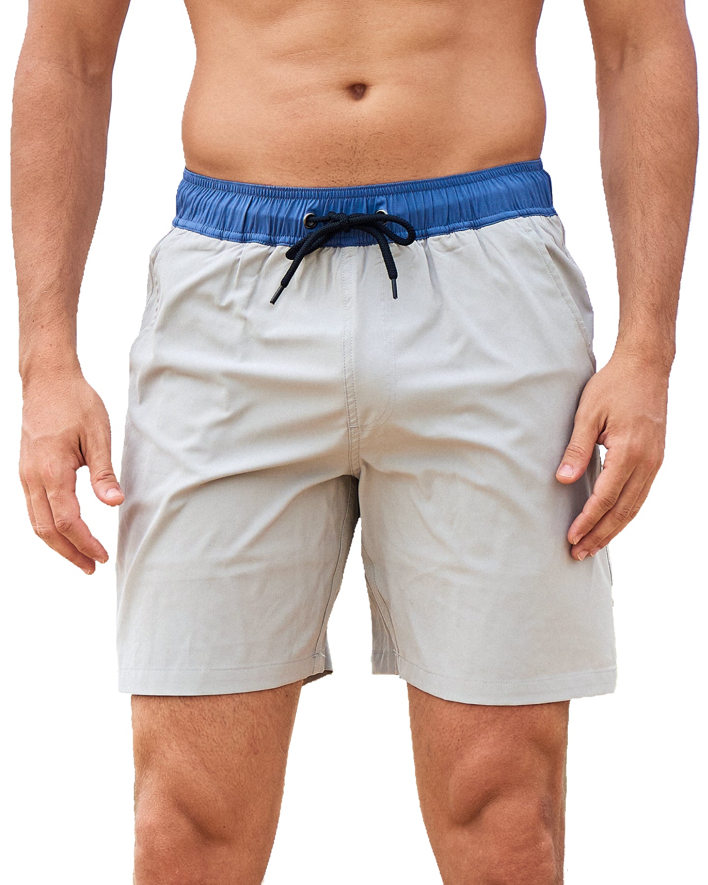 Mens Beach Shorts Quick Dry 4 Way Swim Trunks with Liner Summer Blocked Color