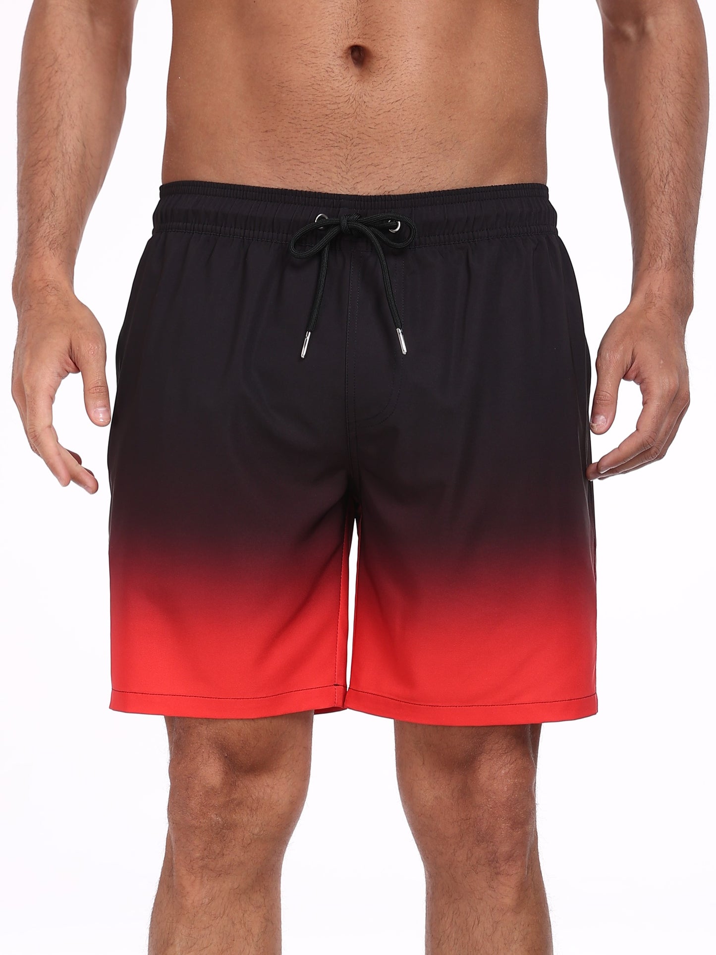 Swim Trunks for Men Beach Shorts with compressionLiner Quick Ory-White stripe