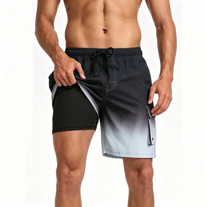 Mowujeit Mens Swim Trunks with Compression Liner Quick Dry Swimwear Swim Shorts