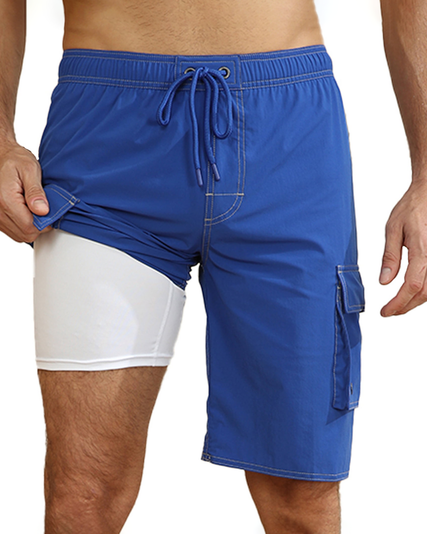 Mowujeit Men's Quick Dry Swim Shorts with Compression Liner,S-4XL