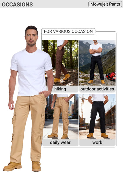 Mens Cargo Pants Mowujeit Casual Work Hiking Loose Workwear Resisting Pant for Men