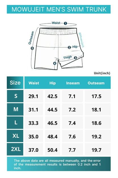 Mowujeit Swim Trunks 5" Beach Shorts Quick Dry Board Short,S-XXL