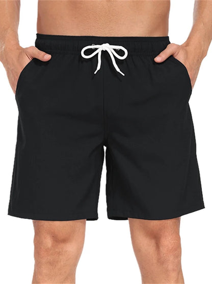 Mowujeit Mens Quick Dry Solid Swim Trunks with Mesh Liner Summer Beach Shorts Size S-4XL