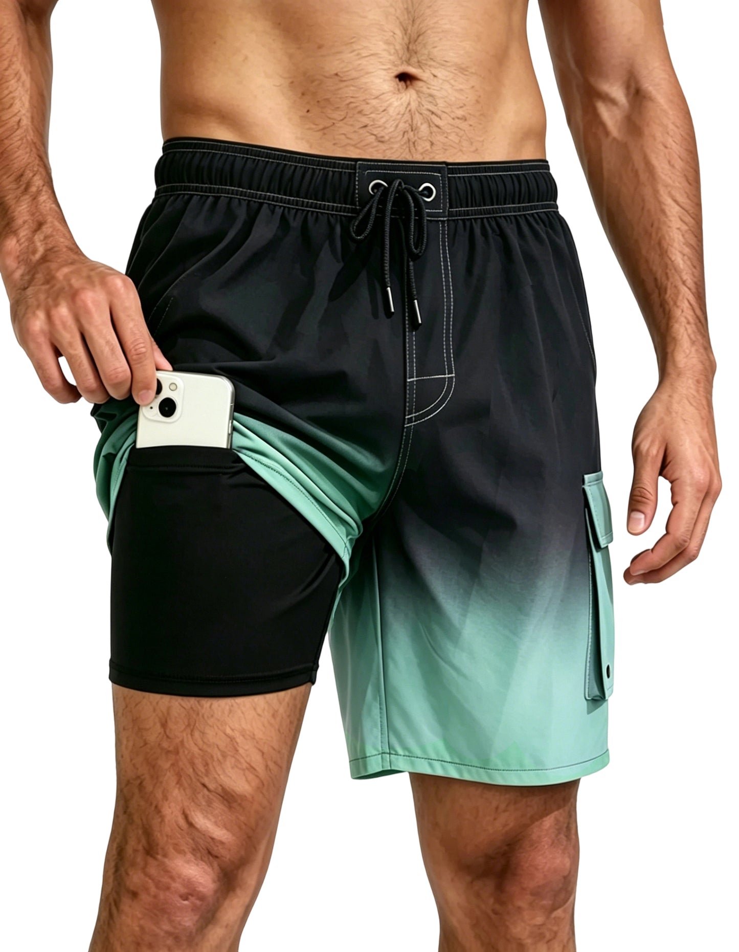 Mowujeit Mens Swim Trunks with Compression Liner Quick Dry Swimwear Swim Shorts
