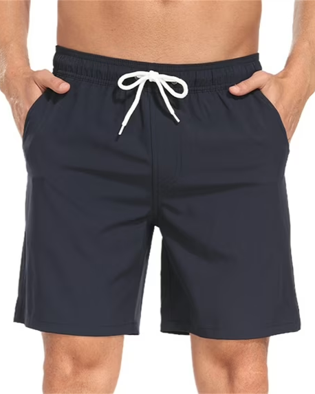 Mowujeit Mens Quick Dry Solid Swim Trunks with Mesh Liner Summer Beach Shorts Size S-4XL