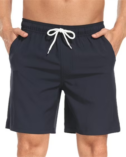 Mowujeit Mens Quick Dry Solid Swim Trunks with Mesh Liner Summer Beach Shorts Size S-4XL