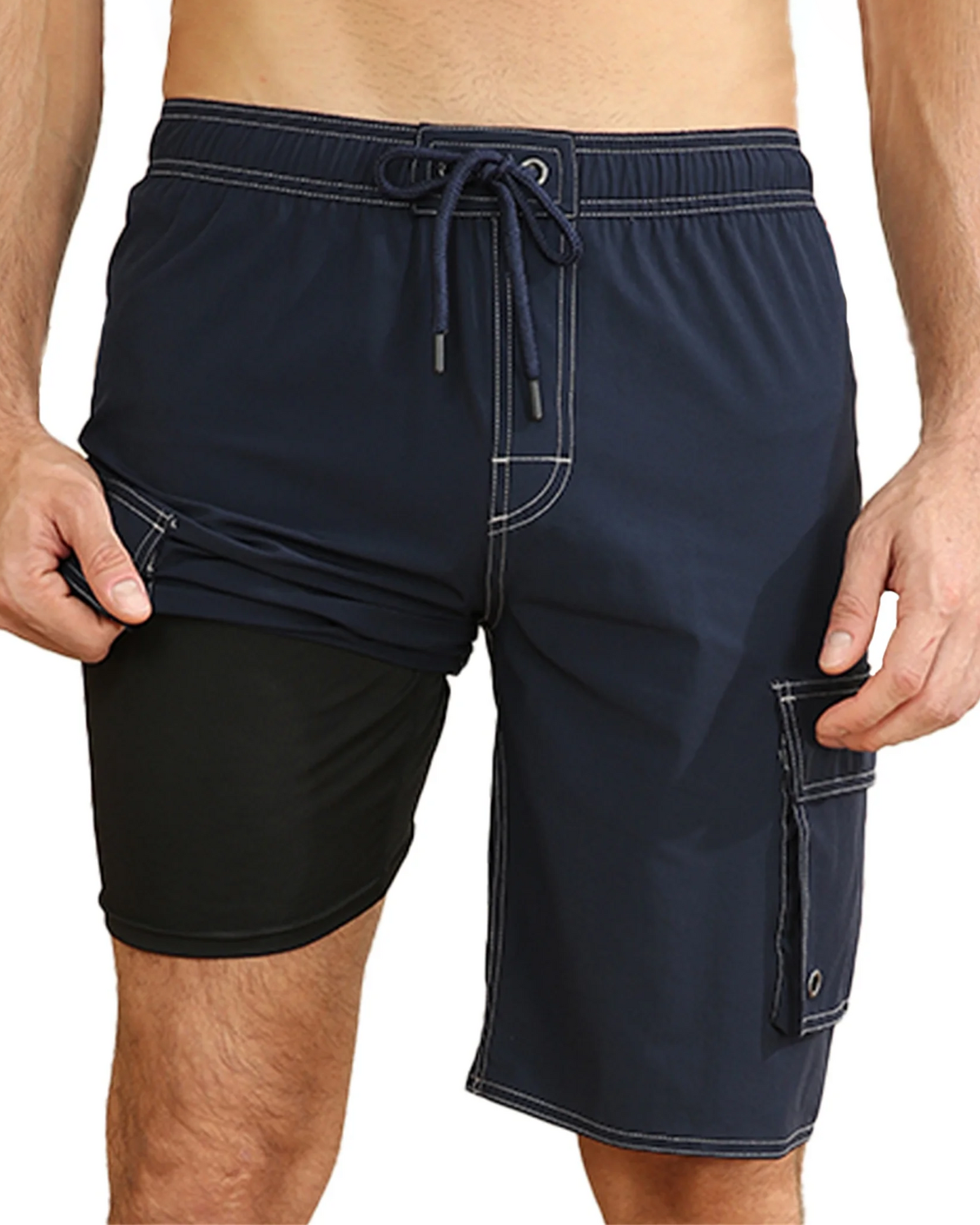 Mowujeit Men's Quick Dry Swim Shorts with Compression Liner,S-4XL