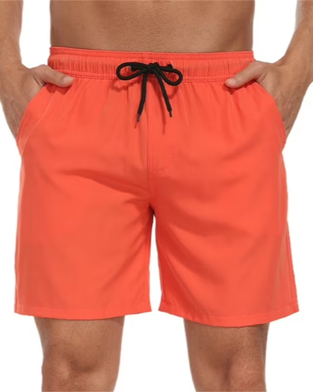 Mowujeit Mens Quick Dry Solid Swim Trunks with Mesh Liner Summer Beach Shorts Size S-4XL