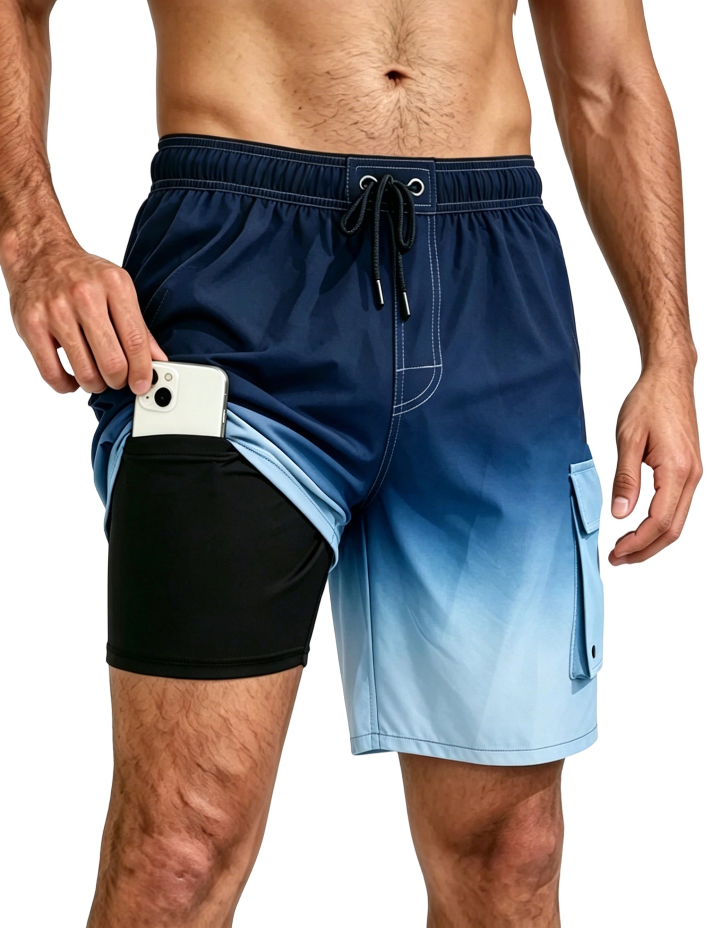 Mowujeit Mens Swim Trunks with Compression Liner Quick Dry Swimwear Swim Shorts
