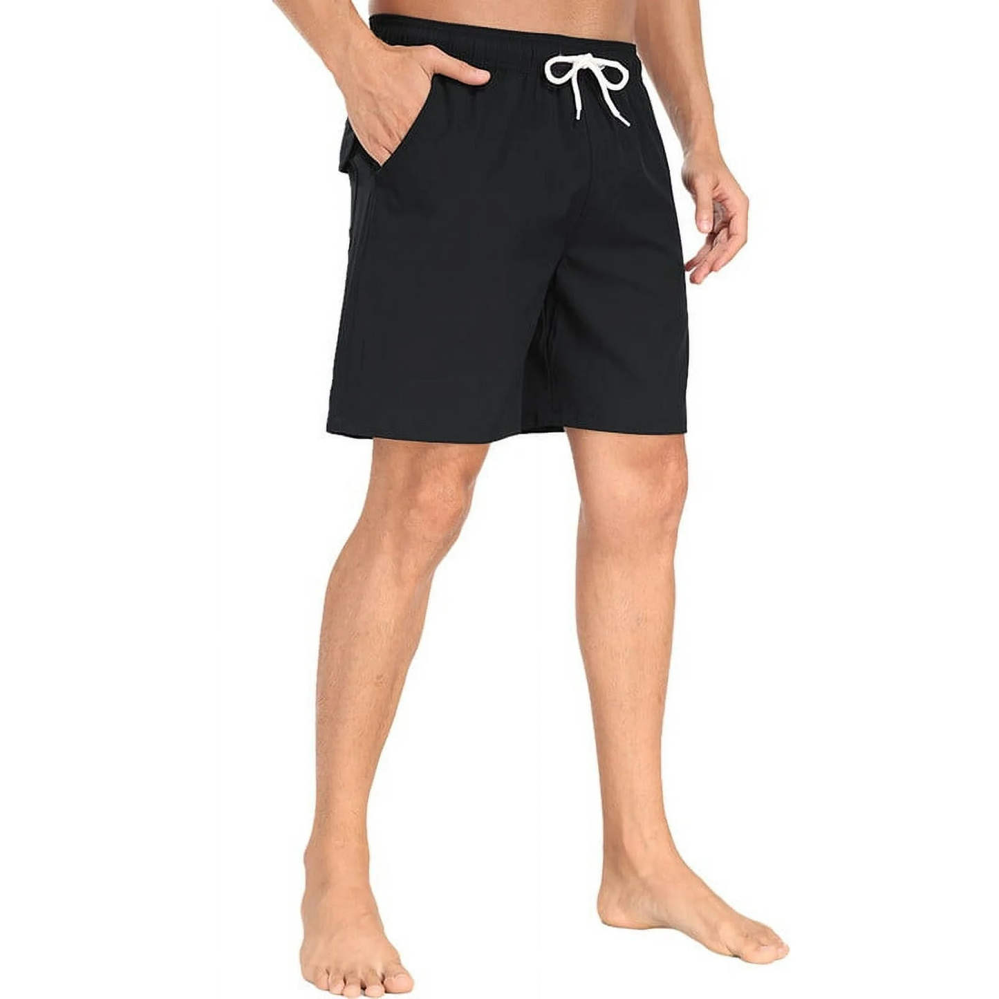 Mowujeit Mens Quick Dry Solid Swim Trunks with Mesh Liner Summer Beach Shorts Size S-4XL