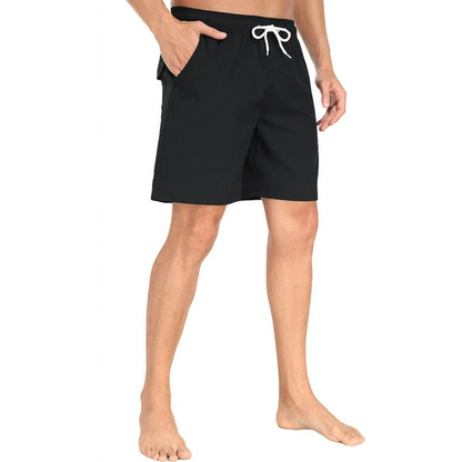 Mowujeit Mens Quick Dry Solid Swim Trunks with Mesh Liner Summer Beach Shorts Size S-4XL
