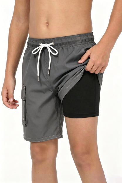 Mowujeit Boys Swim Trunks with Boxer Brief Quick Dry Bathing Suit Compression Liner Swimsuit Kids Swim Shorts 4T
