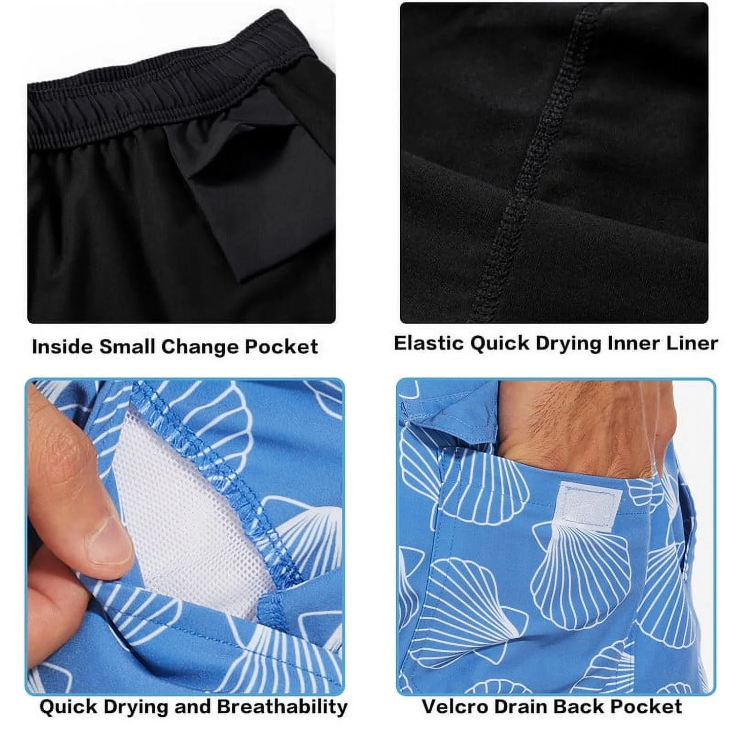 Mowujeit Swim Trunks 5" Beach Shorts Quick Dry Board Short,S-XXL