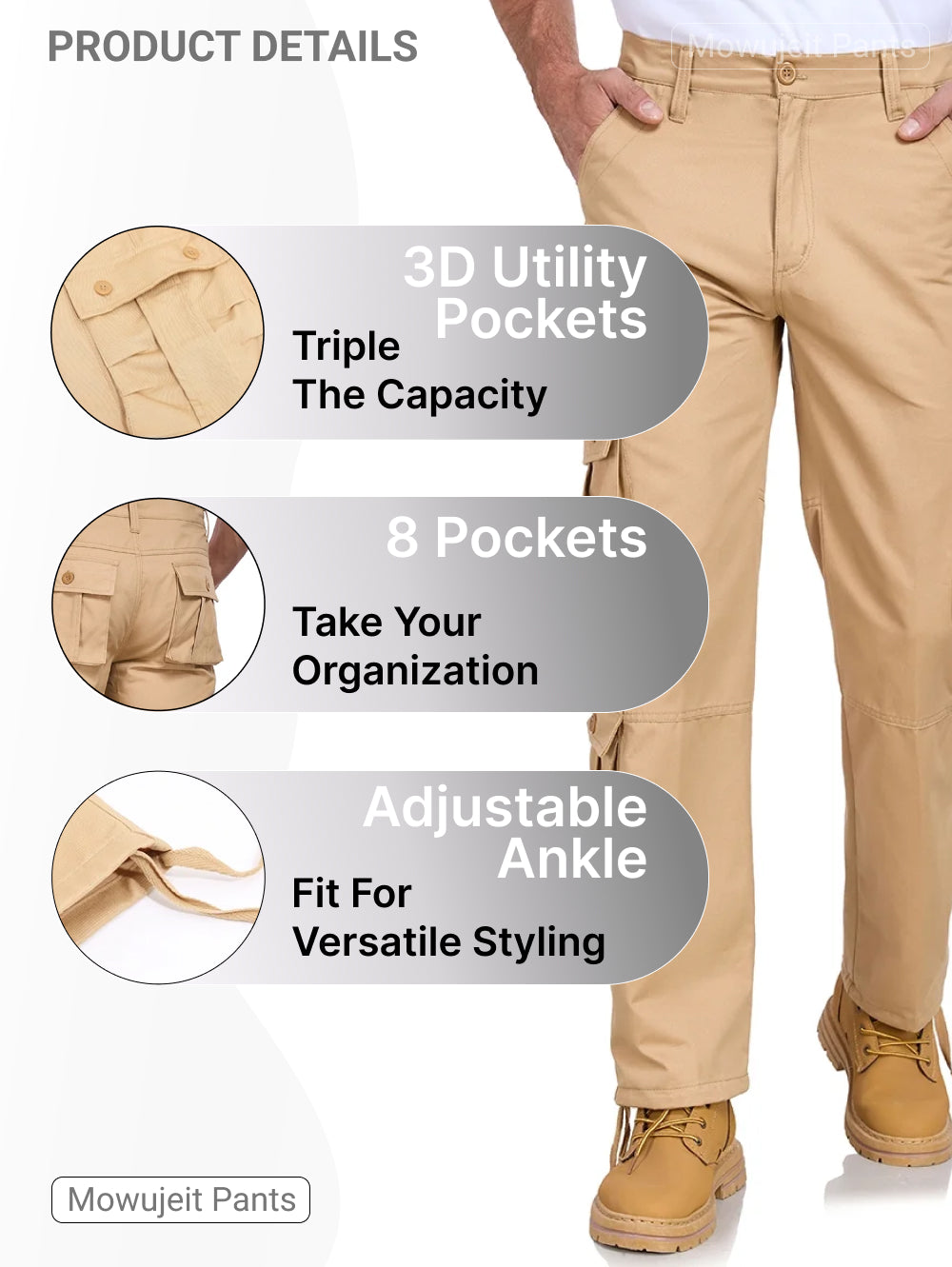 Mens Cargo Pants Mowujeit Casual Work Hiking Loose Workwear Resisting Pant for Men
