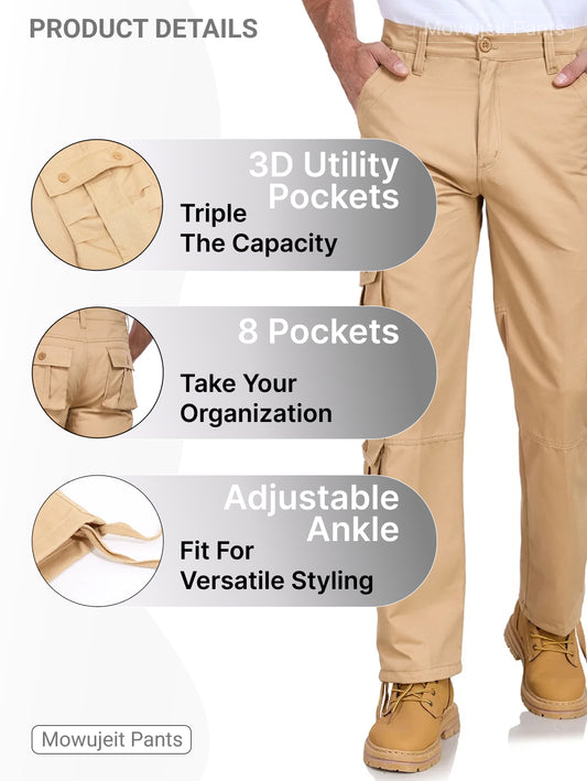 Mens Cargo Pants Mowujeit Casual Work Hiking Loose Workwear Resisting Pant for Men